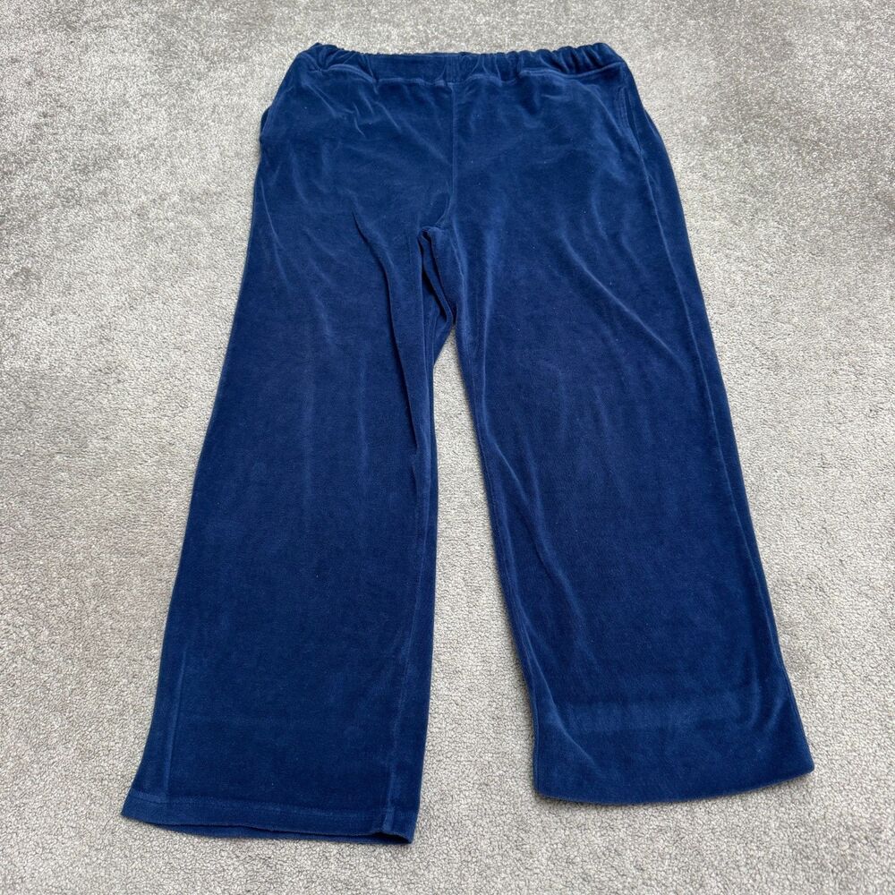 Natural Impressions Terry Cloth Sweatpants Women Large Blue Elastic Waist Pocket